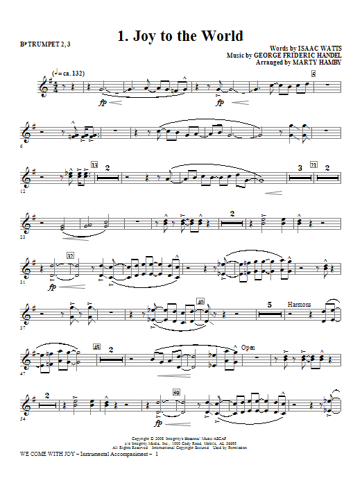 Download Marty Hamby We Come With Joy Orchestration - Trumpet 2 & 3 Sheet Music and learn how to play Choir Instrumental Pak PDF digital score in minutes