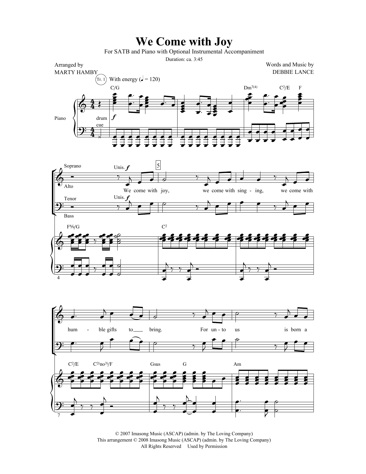 Download Debbie Lance We Come With Joy (arr. Marty Hamby) Sheet Music and learn how to play SATB PDF digital score in minutes