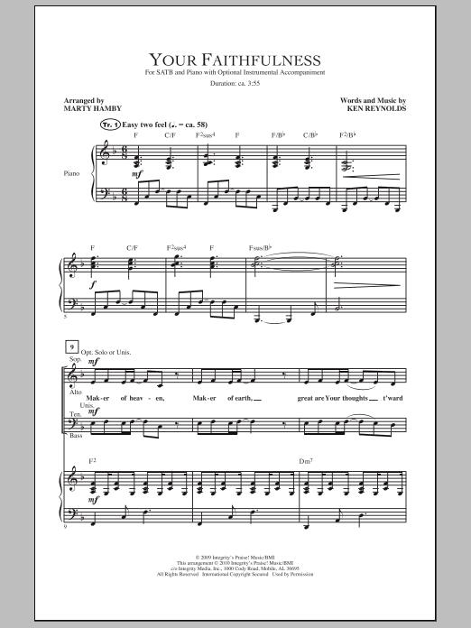 Download Marty Hamby Your Faithfulness Sheet Music and learn how to play SATB Choir PDF digital score in minutes