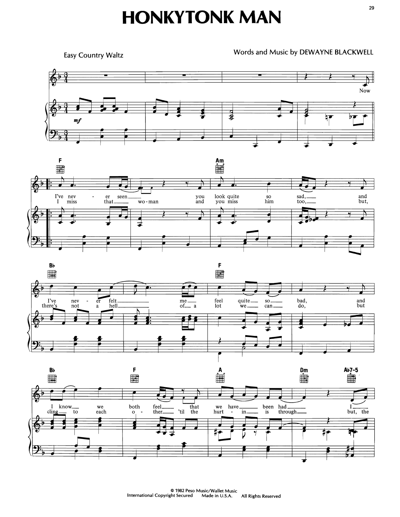 Download Marty Robbins Honky Tonk Man Sheet Music and learn how to play Piano, Vocal & Guitar Chords (Right-Hand Melody) PDF digital score in minutes