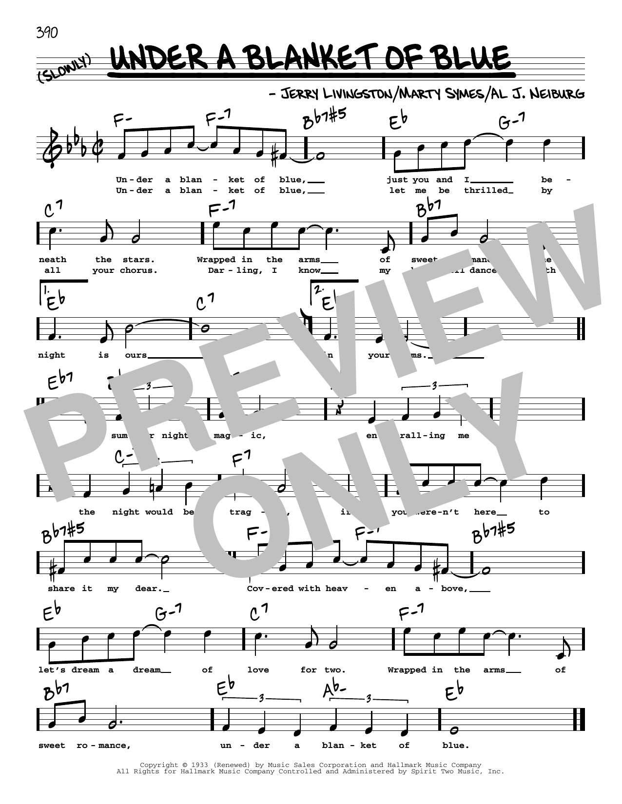 Download Marty Symes Under A Blanket Of Blue (High Voice) Sheet Music and learn how to play Real Book – Melody, Lyrics & Chords PDF digital score in minutes