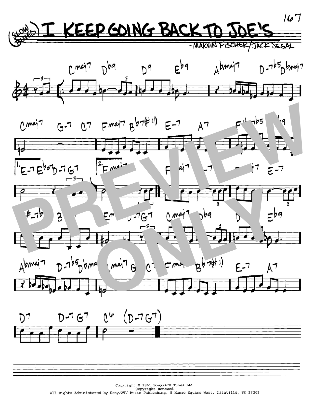 Download Marvin Fisher I Keep Going Back To Joe's Sheet Music and learn how to play Real Book – Melody, Lyrics & Chords PDF digital score in minutes