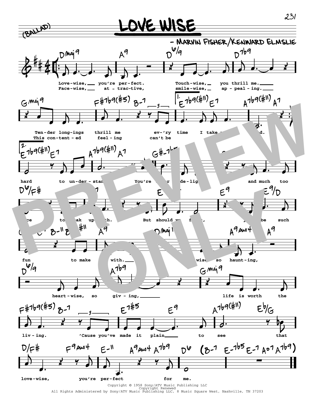 Download Marvin Fisher Love Wise (Low Voice) Sheet Music and learn how to play Real Book – Melody, Lyrics & Chords PDF digital score in minutes