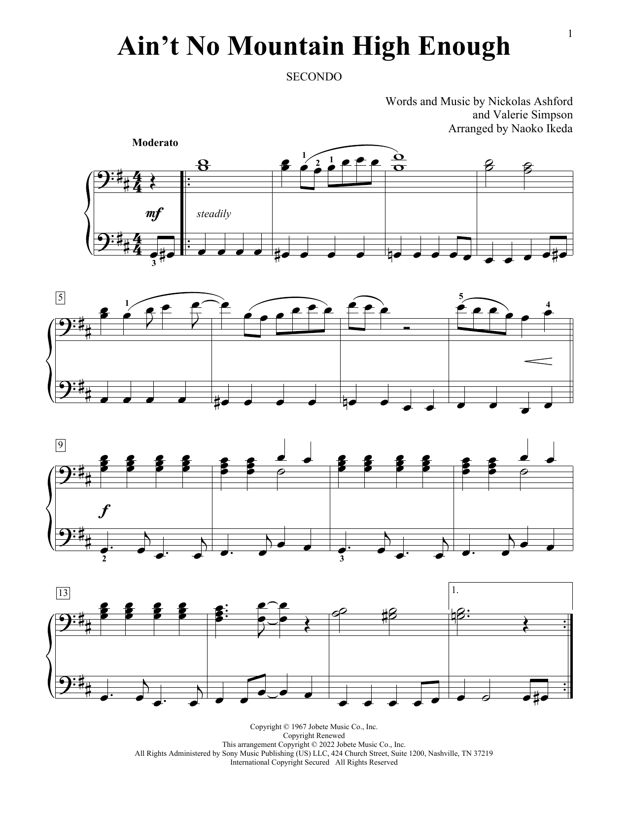 Download Marvin Gaye & Tammi Terrell Ain't No Mountain High Enough (arr. Naoko Ikeda) Sheet Music and learn how to play Piano Duet PDF digital score in minutes