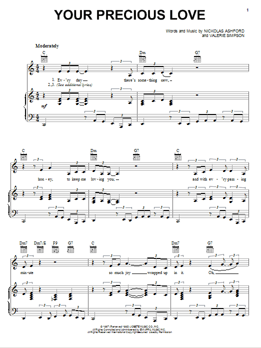 Download Marvin Gaye & Tammi Terrell Your Precious Love Sheet Music and learn how to play Melody Line, Lyrics & Chords PDF digital score in minutes