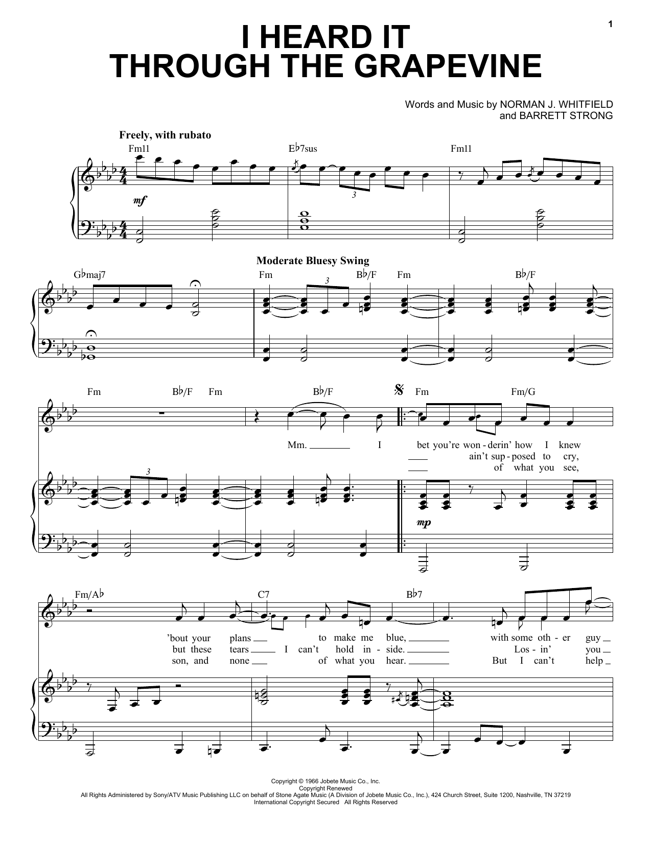 Download Marvin Gaye I Heard It Through The Grapevine [Jazz version] (arr. Brent Edstrom) Sheet Music and learn how to play Piano & Vocal PDF digital score in minutes