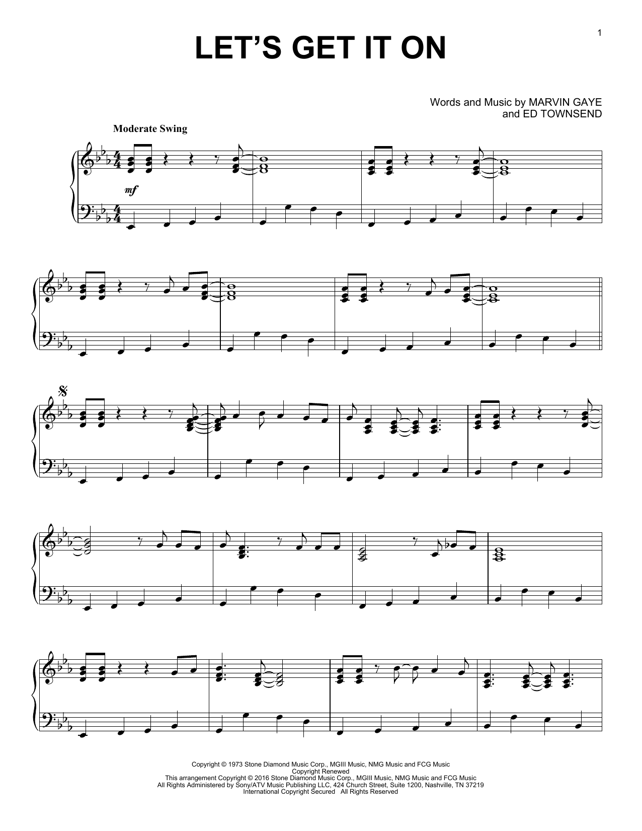Download Marvin Gaye Let's Get It On Sheet Music and learn how to play Piano PDF digital score in minutes