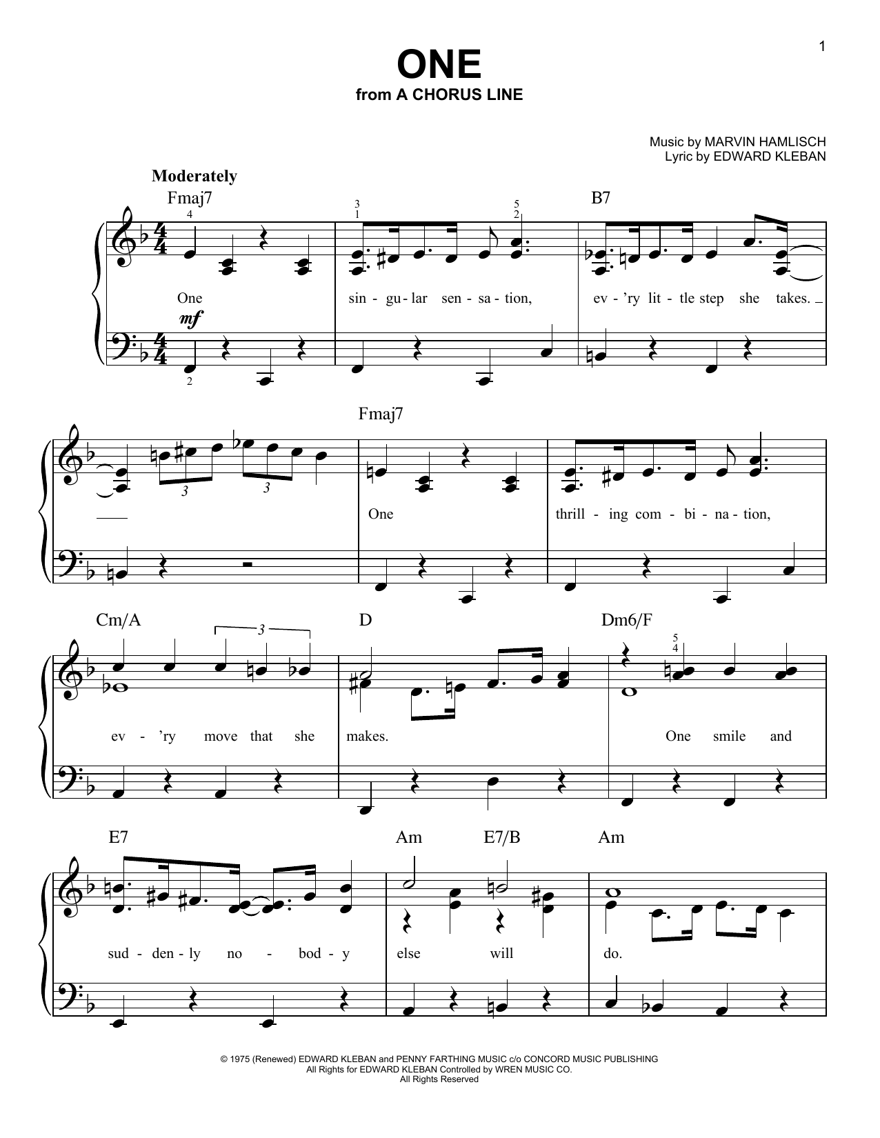 Download Marvin Hamlisch One Sheet Music and learn how to play Flute Duet PDF digital score in minutes