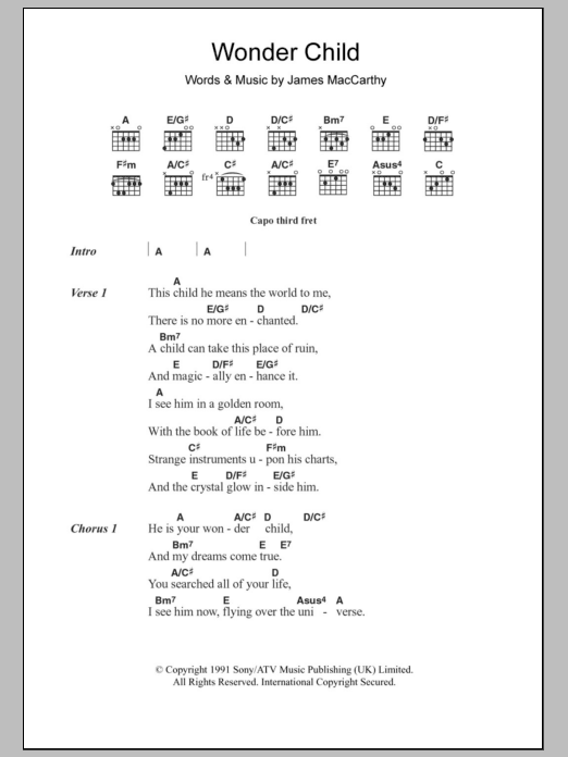 Download Mary Black Wonder Child Sheet Music and learn how to play Lyrics & Chords PDF digital score in minutes