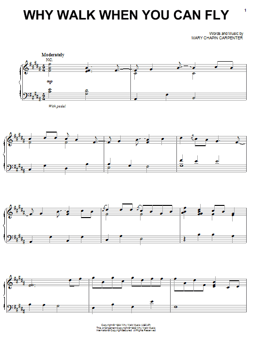 Download Mary Chapin Carpenter Why Walk When You Can Fly Sheet Music and learn how to play Piano, Vocal & Guitar (Right-Hand Melody) PDF digital score in minutes