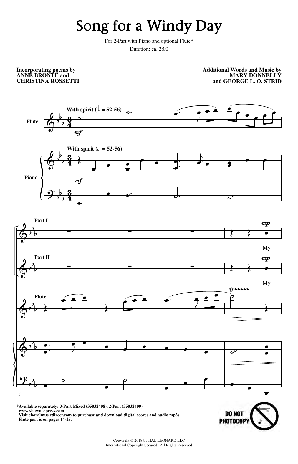 Download Mary Donnelly & George L.O. Strid Song For A Windy Day Sheet Music and learn how to play 2-Part Choir PDF digital score in minutes