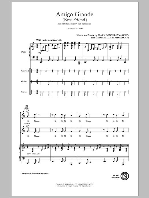 Download Mary Donnelly Amigo Grande (Best Friend) Sheet Music and learn how to play 2-Part Choir PDF digital score in minutes
