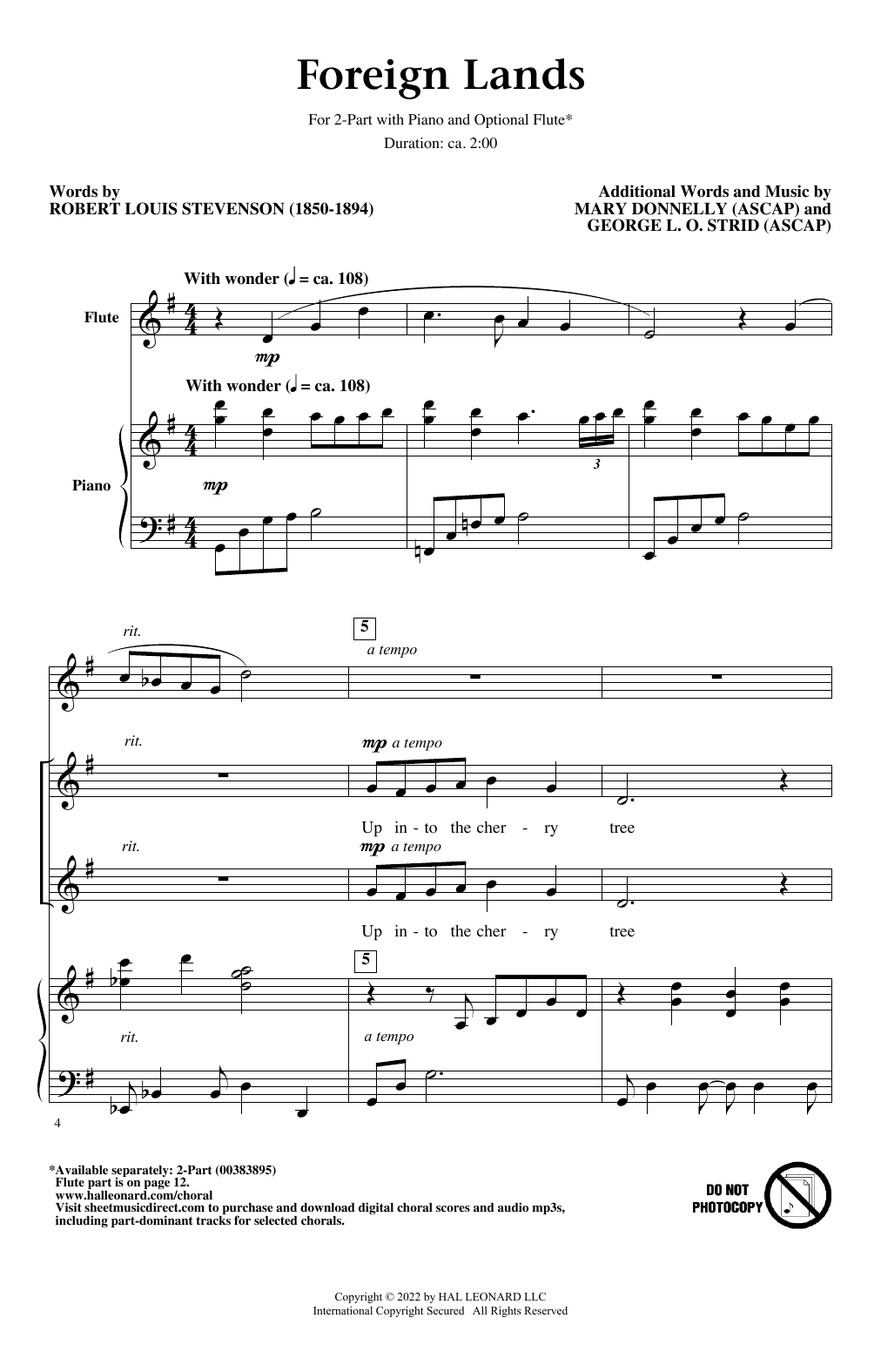 Download Mary Donnelly and George L.O. Strid Foreign Lands Sheet Music and learn how to play 2-Part Choir PDF digital score in minutes