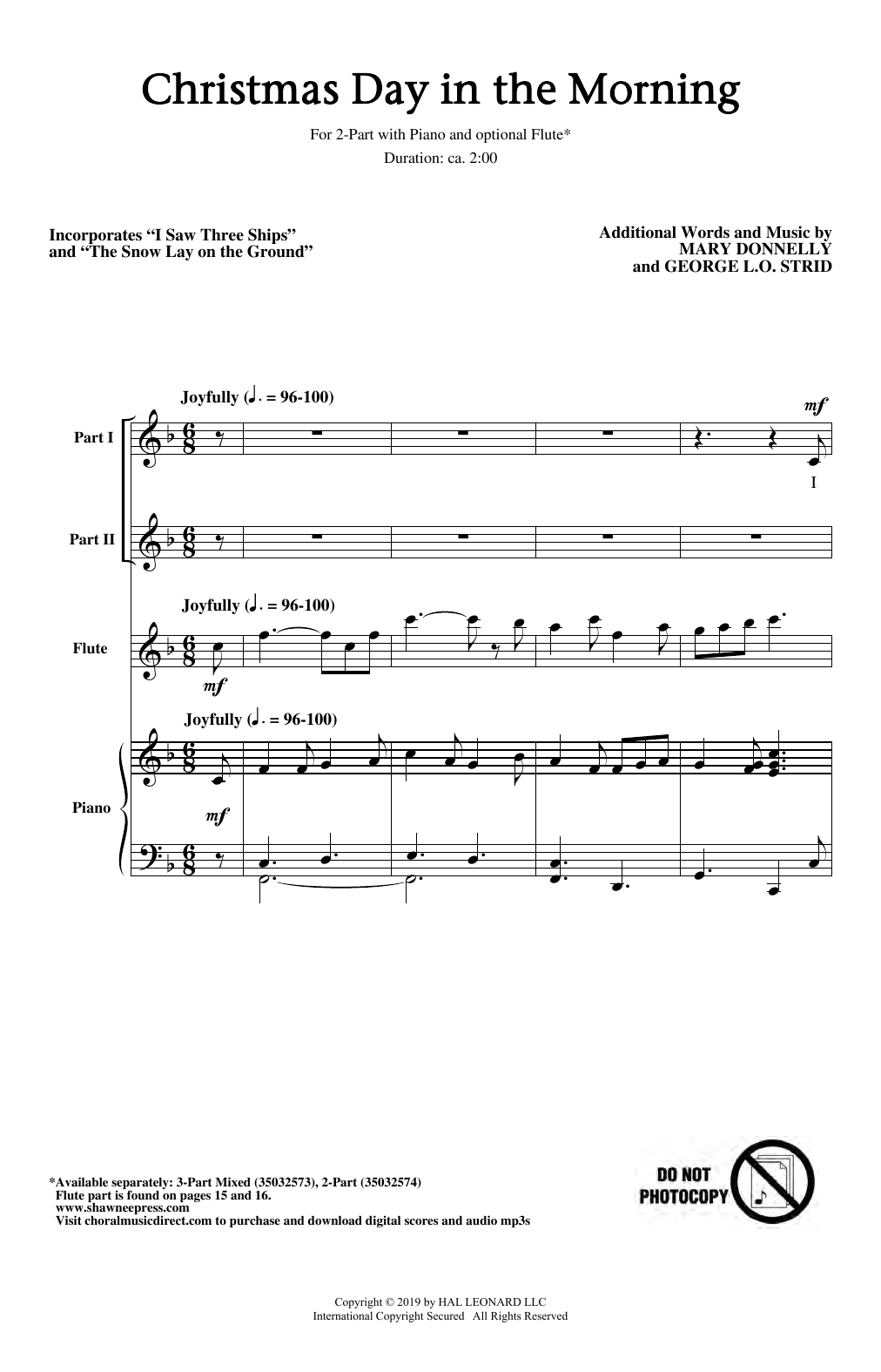 Download Mary Donnelly Christmas Day In The Morning Sheet Music and learn how to play 3-Part Mixed Choir PDF digital score in minutes