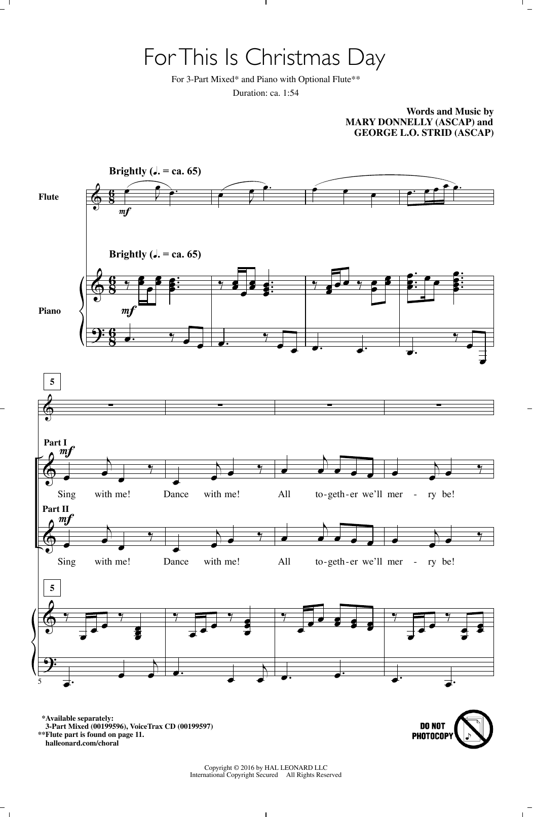 Download Mary Donnelly For This Is Christmas Day Sheet Music and learn how to play 3-Part Mixed PDF digital score in minutes