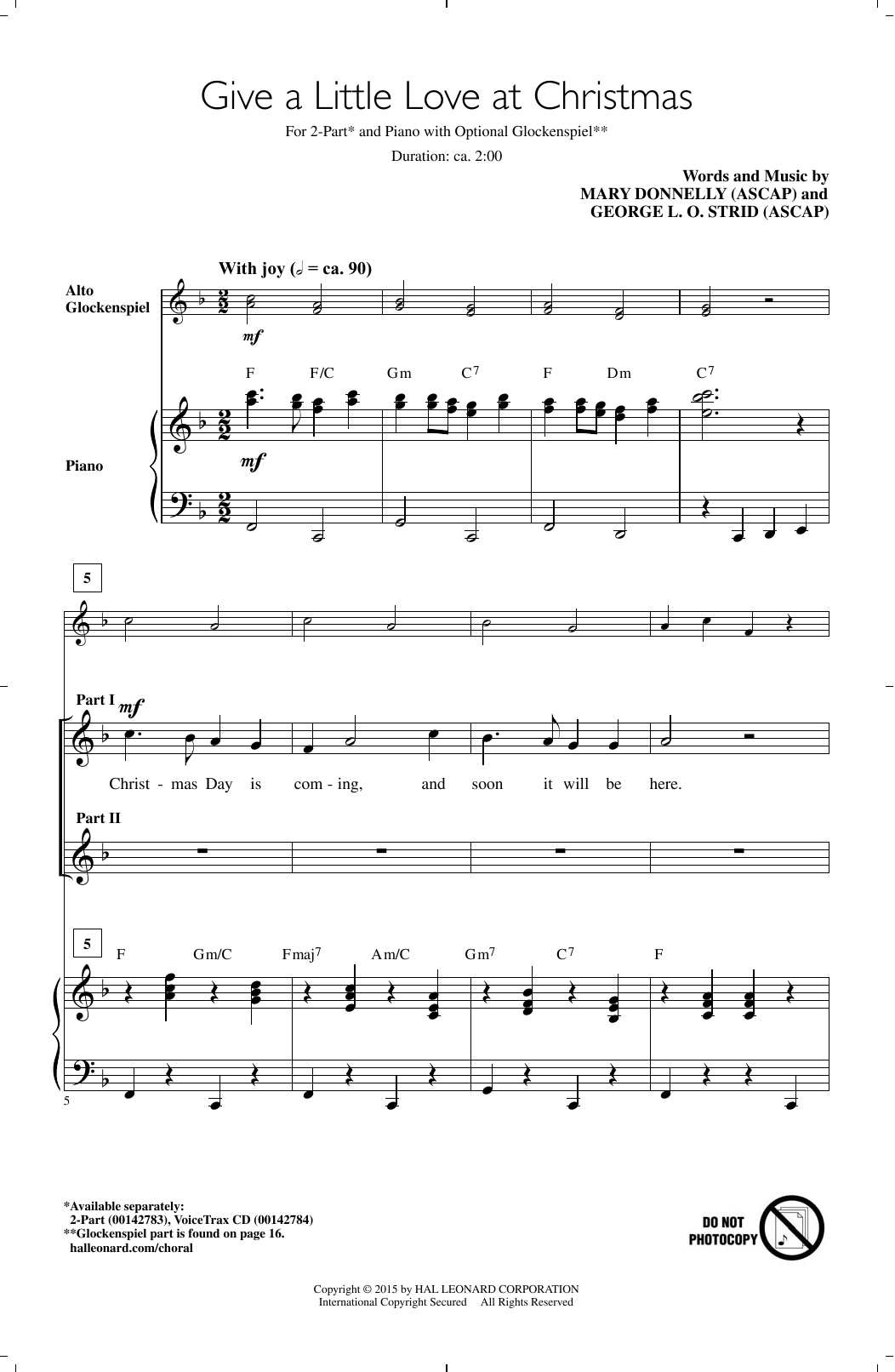 Download Mary Donnelly Give A Little Love At Christmas Sheet Music and learn how to play 2-Part Choir PDF digital score in minutes