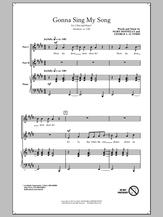 Download Mary Donnelly Gonna Sing My Song Sheet Music and learn how to play 2-Part Choir PDF digital score in minutes