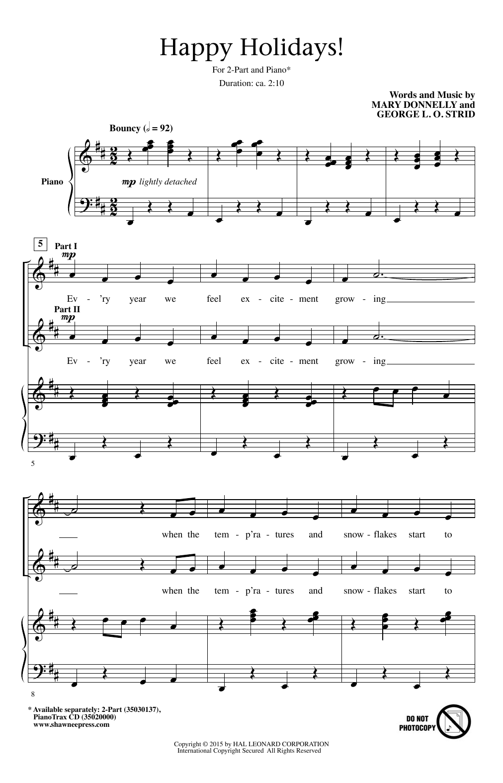 Download Mary Donnelly Happy Holidays! Sheet Music and learn how to play 2-Part Choir PDF digital score in minutes