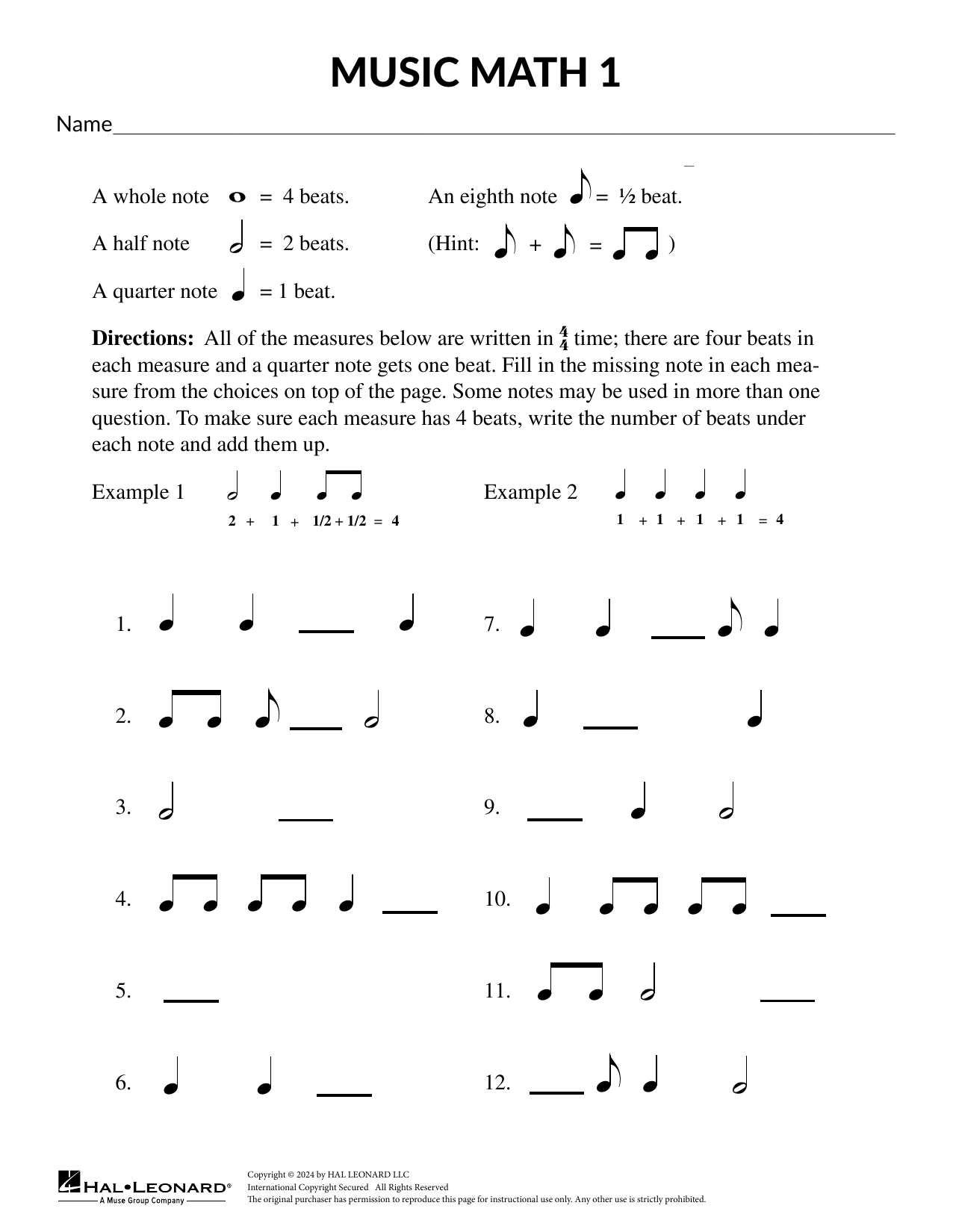 Download Mary Donnelly Music Math Sheet Music and learn how to play Theory Worksheet PDF digital score in minutes