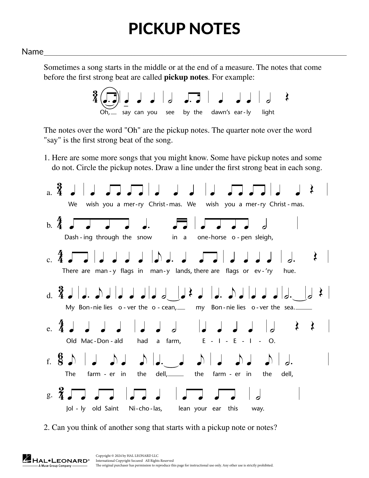 Download Mary Donnelly Pickup Notes Sheet Music and learn how to play Theory Worksheet PDF digital score in minutes