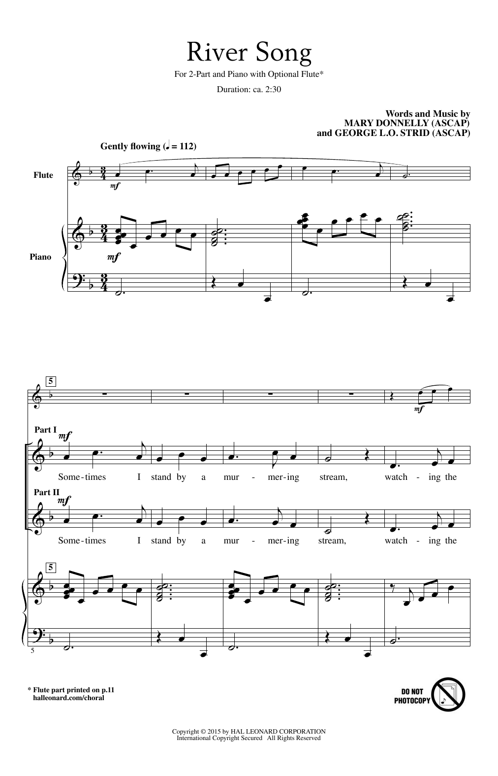 Download Mary Donnelly River Song Sheet Music and learn how to play 2-Part Choir PDF digital score in minutes
