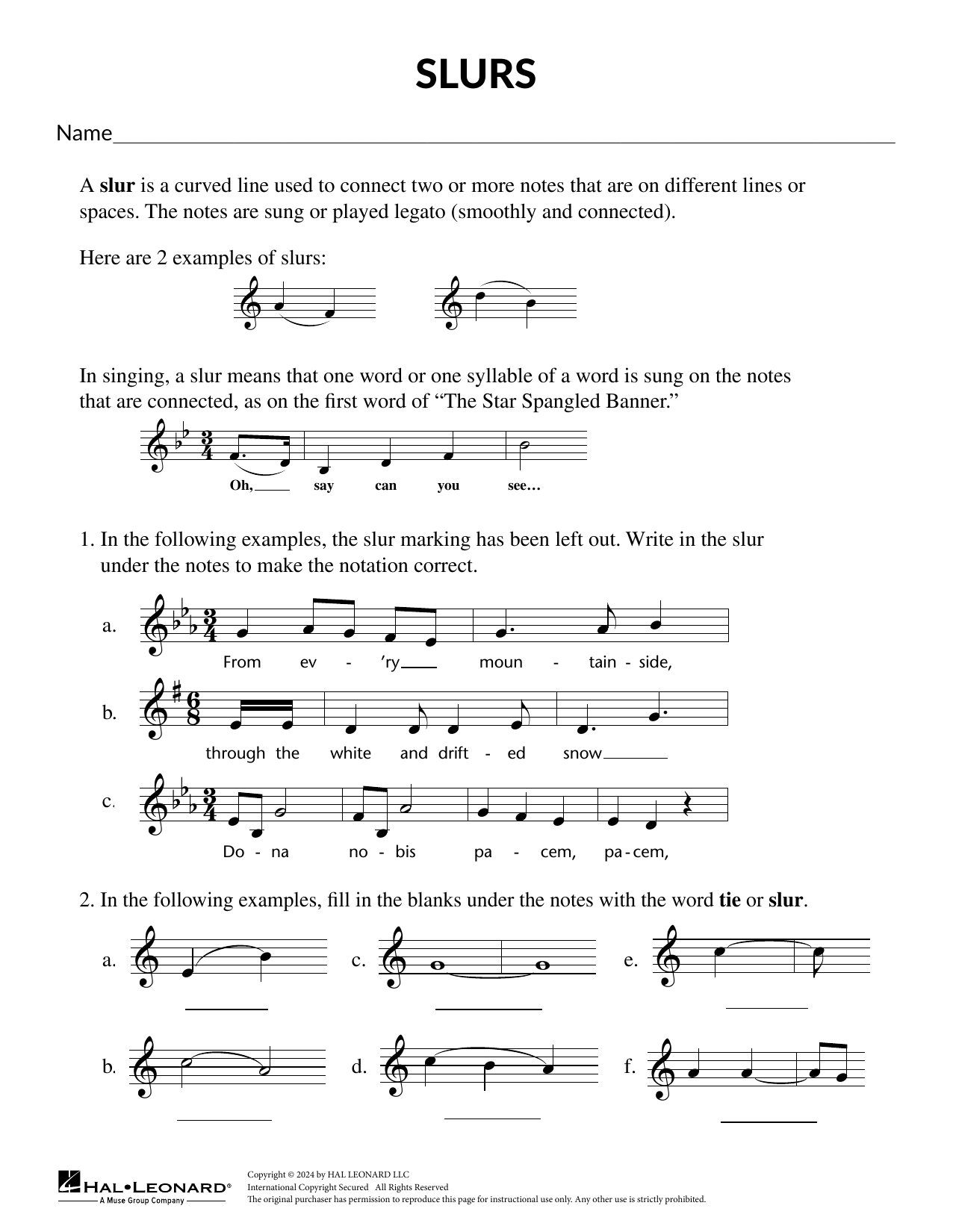 Download Mary Donelly Slurs Sheet Music and learn how to play Theory Worksheet PDF digital score in minutes