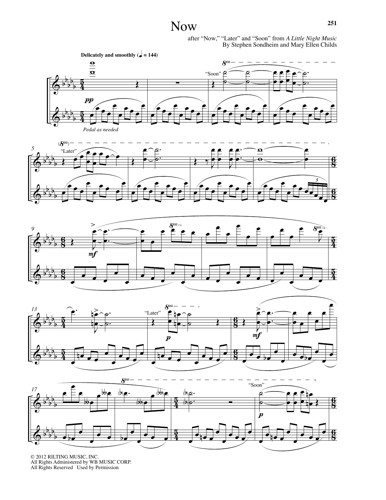 Download Mary Ellen Childs Now Sheet Music and learn how to play Piano PDF digital score in minutes