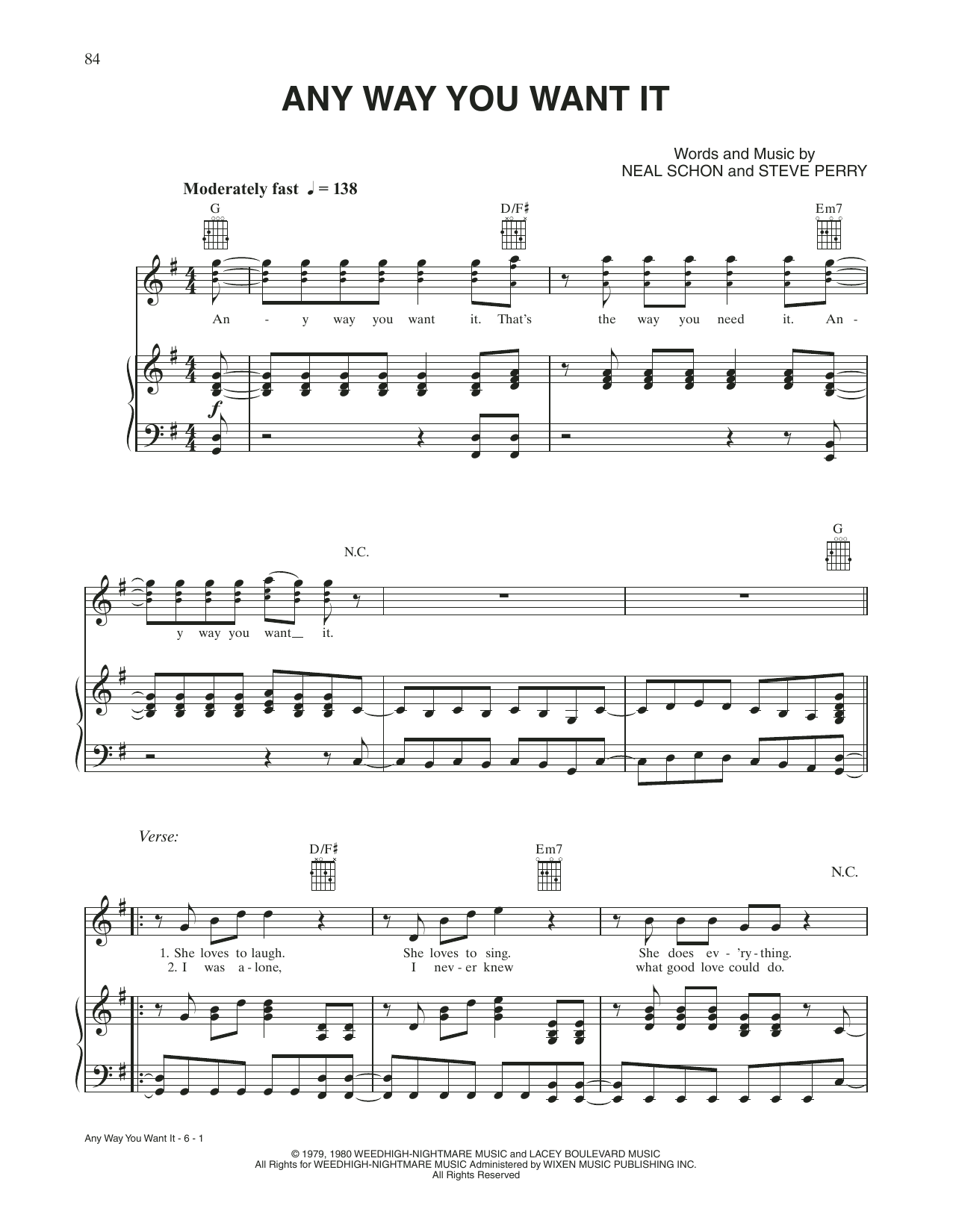 Download Mary J. Blige, Constantine Maroulis and Julianne Hough Any Way You Want It (from Rock Of Ages) Sheet Music and learn how to play Piano, Vocal & Guitar Chords (Right-Hand Melody) PDF digital score in minutes