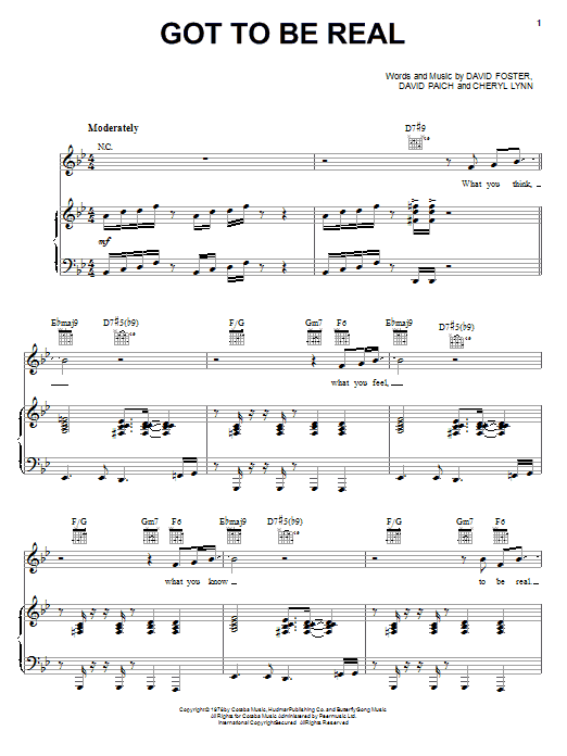 Download Mary J. Blige Got To Be Real Sheet Music and learn how to play Piano, Vocal & Guitar (Right-Hand Melody) PDF digital score in minutes