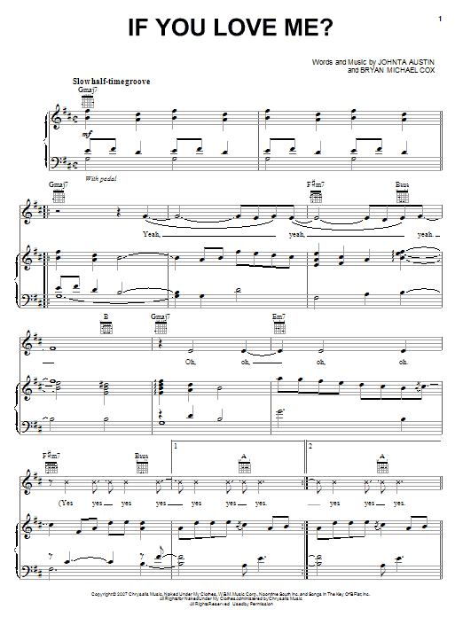 Download Mary J. Blige If You Love Me? Sheet Music and learn how to play Piano, Vocal & Guitar (Right-Hand Melody) PDF digital score in minutes
