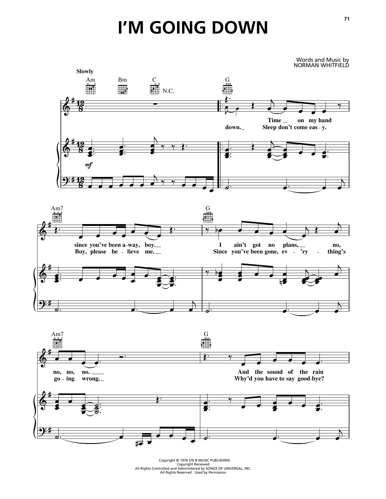 Download Mary J. Blige I'm Going Down Sheet Music and learn how to play Piano, Vocal & Guitar (Right-Hand Melody) PDF digital score in minutes