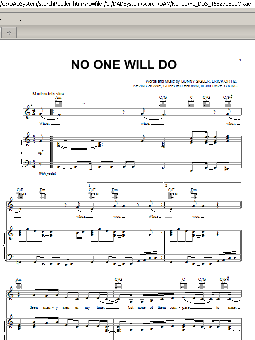 Download Mary J. Blige No One Will Do Sheet Music and learn how to play Piano, Vocal & Guitar (Right-Hand Melody) PDF digital score in minutes