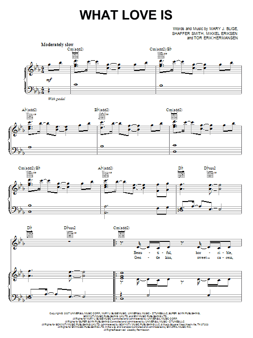 Download Mary J. Blige What Love Is Sheet Music and learn how to play Piano, Vocal & Guitar (Right-Hand Melody) PDF digital score in minutes