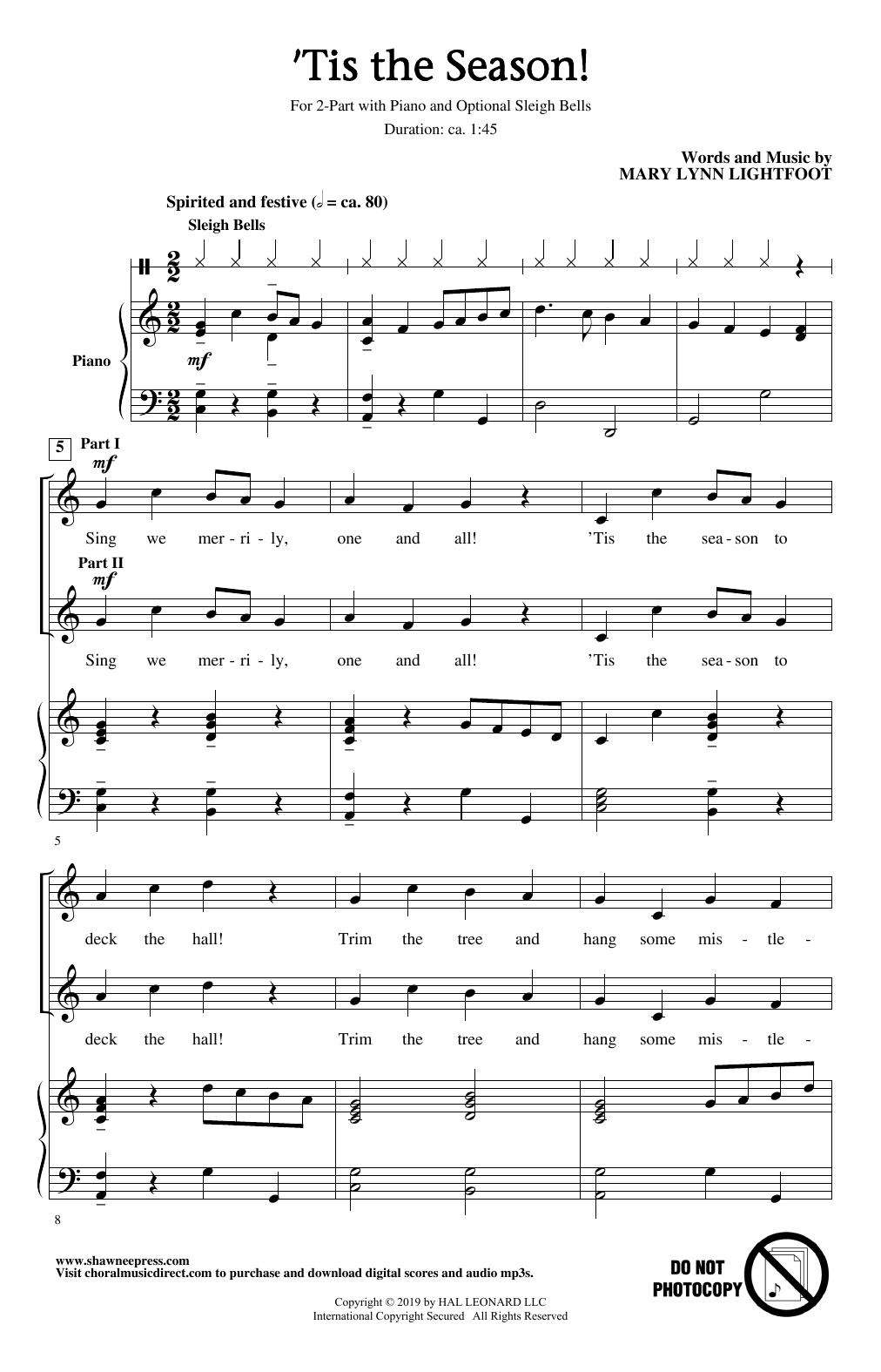 Download Mary Lynn Lightfoot 'Tis The Season! Sheet Music and learn how to play 2-Part Choir PDF digital score in minutes