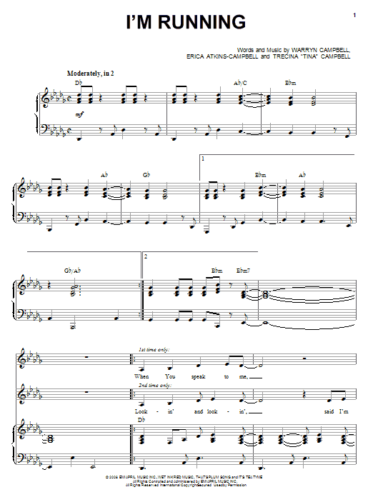 Download Mary Mary I'm Running Sheet Music and learn how to play Piano, Vocal & Guitar (Right-Hand Melody) PDF digital score in minutes