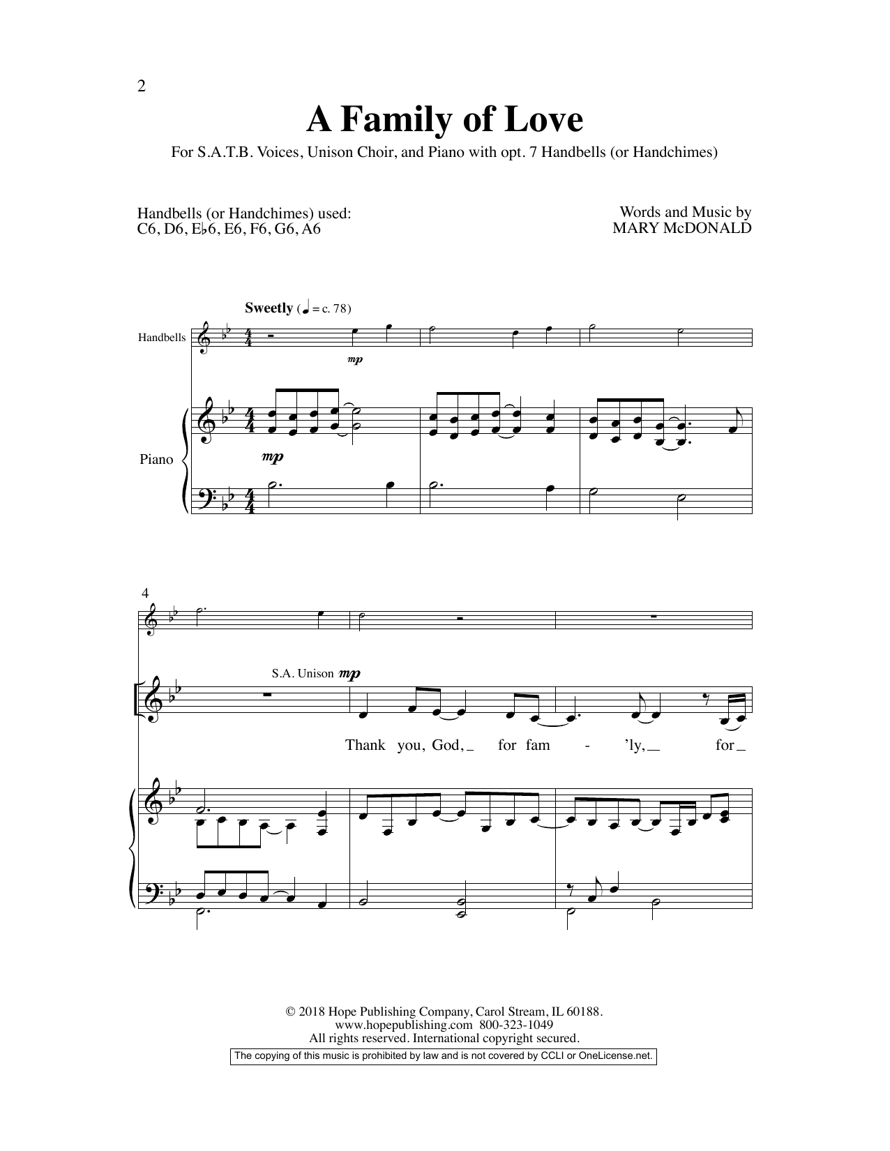 Download Mary McDonald A Family Of Love Sheet Music and learn how to play SATB Choir PDF digital score in minutes