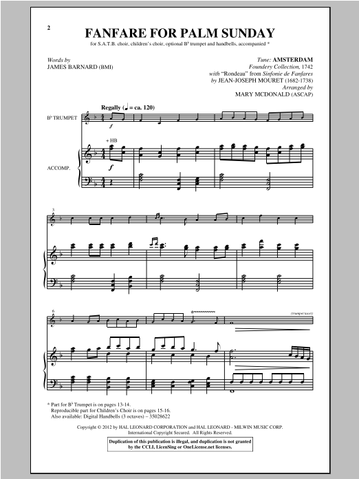 Download Mary McDonald Fanfare For Palm Sunday Sheet Music and learn how to play SATB PDF digital score in minutes