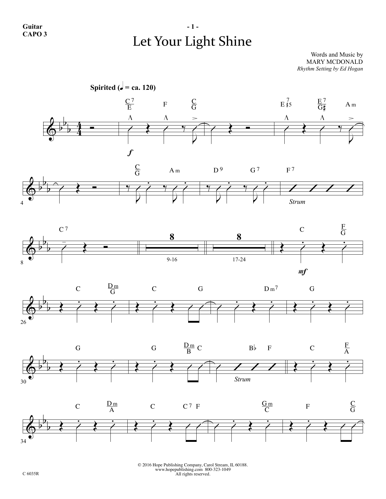 Download Mary McDonald Let Your Light Shine - Guitar Sheet Music and learn how to play Choir Instrumental Pak PDF digital score in minutes