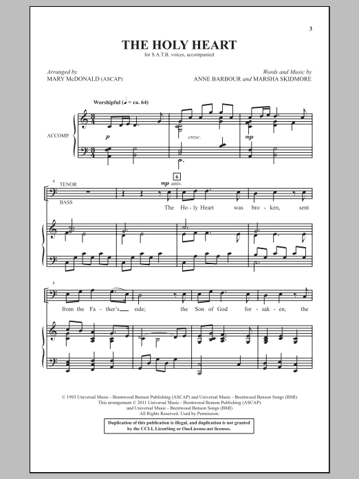 Download Mary McDonald The Holy Heart Sheet Music and learn how to play SATB PDF digital score in minutes