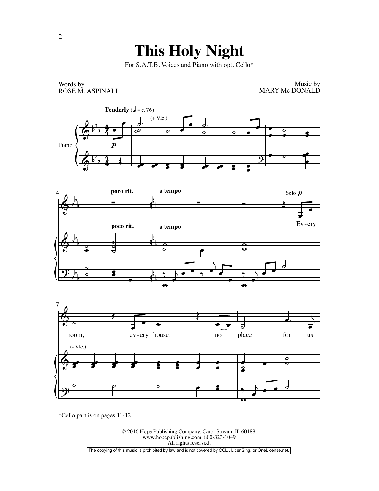 Download Mary McDonald This Holy Night Sheet Music and learn how to play SATB Choir PDF digital score in minutes