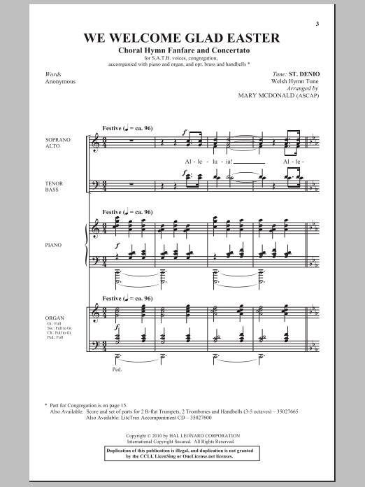Download Mary McDonald We Welcome Glad Easter Sheet Music and learn how to play SATB Choir PDF digital score in minutes