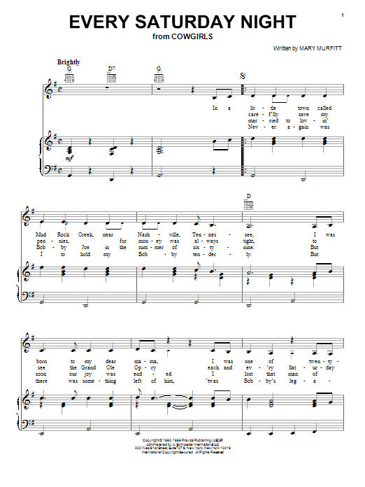 Download Mary Murfitt Every Saturday Night Sheet Music and learn how to play Piano, Vocal & Guitar (Right-Hand Melody) PDF digital score in minutes