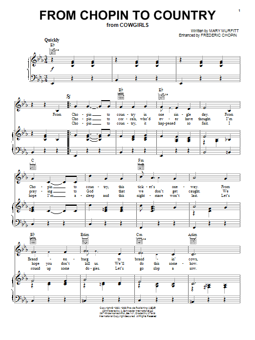 Download Mary Murfitt From Chopin To Country Sheet Music and learn how to play Piano, Vocal & Guitar (Right-Hand Melody) PDF digital score in minutes