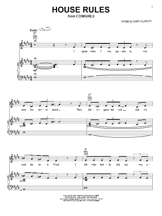 Download Mary Murfitt House Rules Sheet Music and learn how to play Piano, Vocal & Guitar (Right-Hand Melody) PDF digital score in minutes