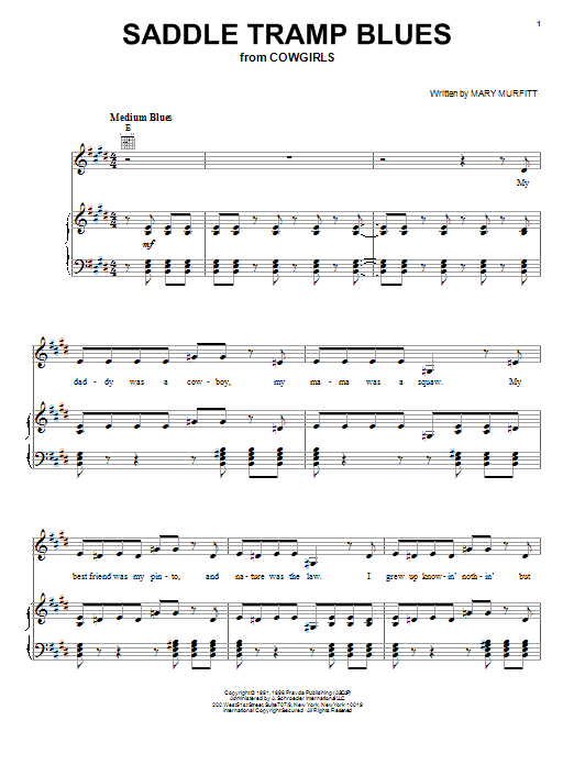 Download Mary Murfitt Saddle Tramp Blues Sheet Music and learn how to play Piano, Vocal & Guitar (Right-Hand Melody) PDF digital score in minutes