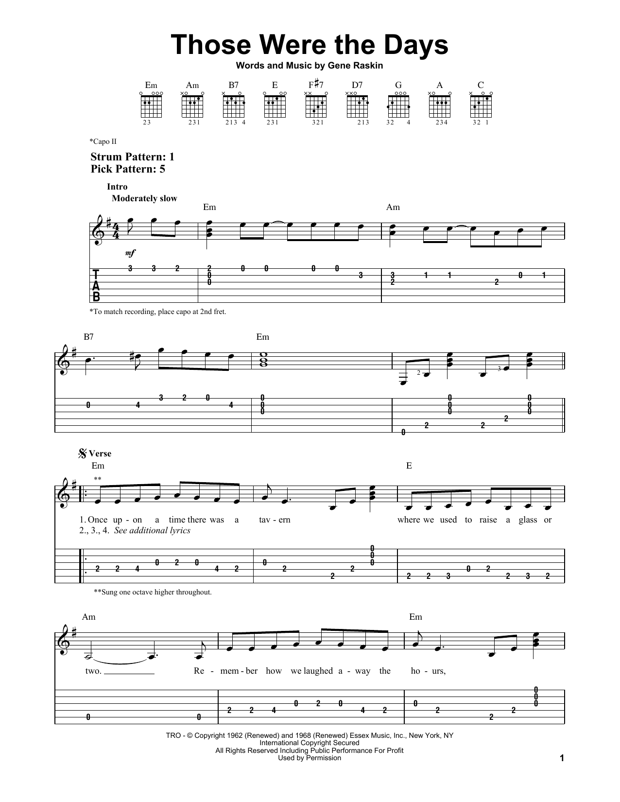 Download Mary Hopkins Those Were The Days Sheet Music and learn how to play Easy Guitar Tab PDF digital score in minutes