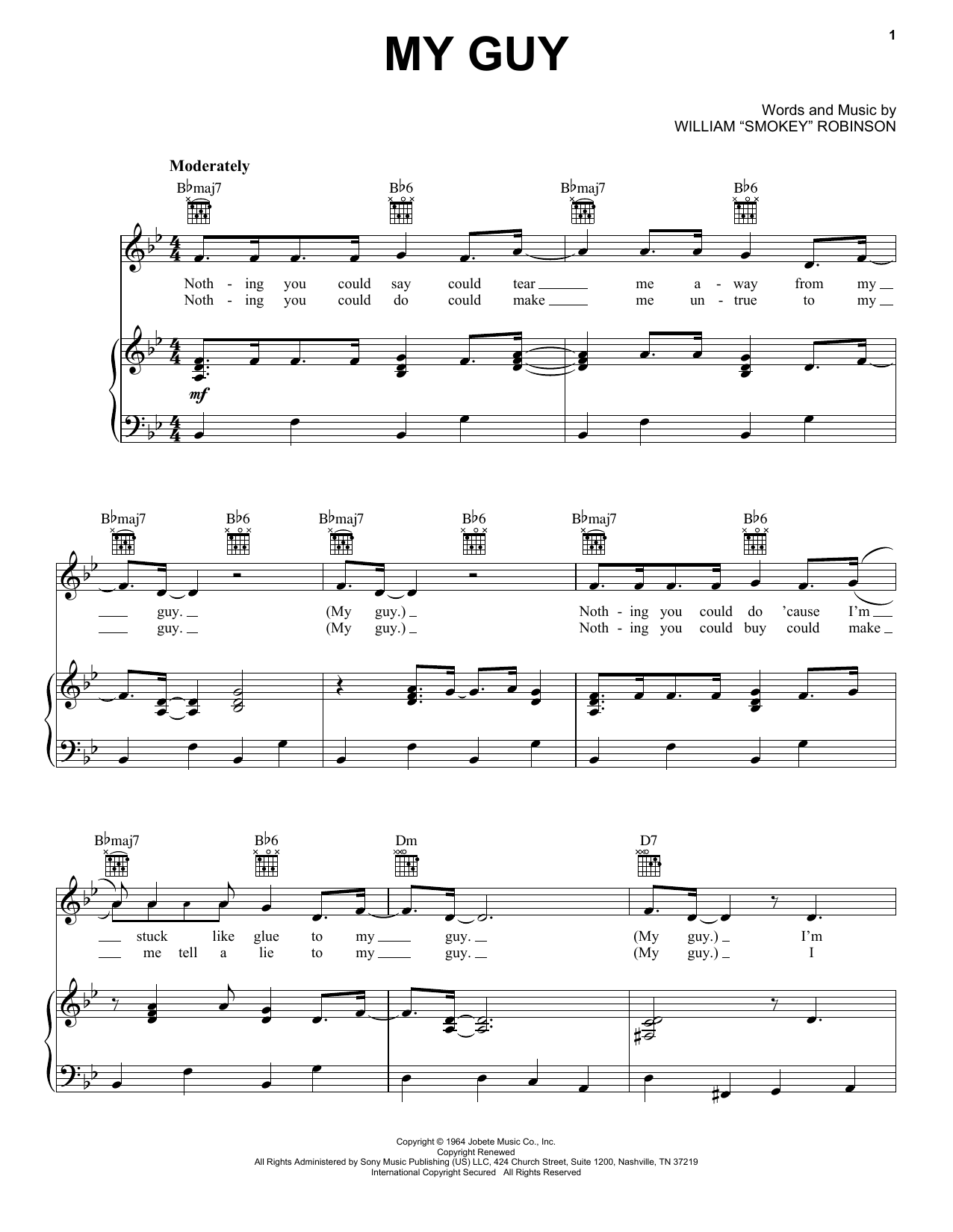 Download Mary Wells My Guy Sheet Music and learn how to play Beginner Piano PDF digital score in minutes