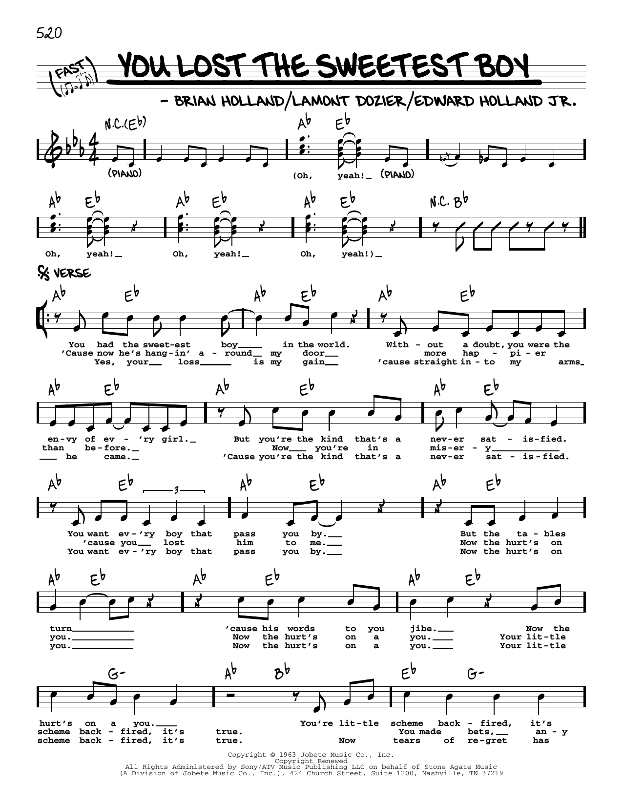 Download Mary Wells You Lost The Sweetest Boy Sheet Music and learn how to play Real Book – Melody & Chords PDF digital score in minutes
