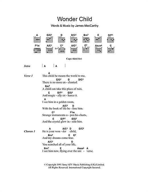 Download Mary Black Wonder Child Sheet Music and learn how to play Lyrics & Chords PDF digital score in minutes