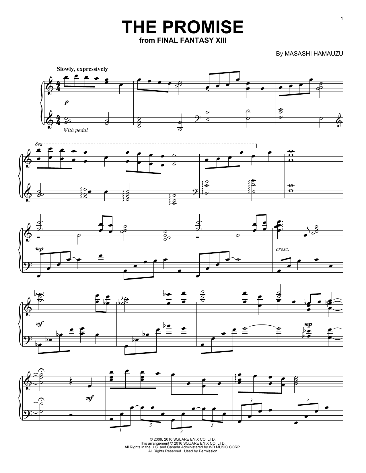 Download Masashi Hamauzu The Promise Sheet Music and learn how to play Piano PDF digital score in minutes